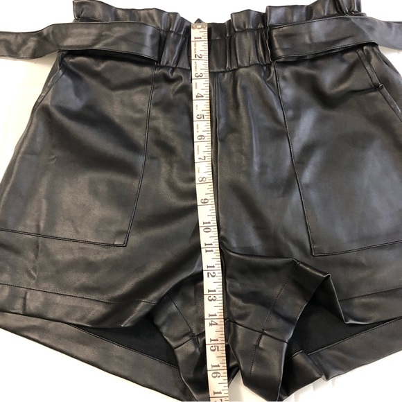 NWOT- VICI Matte Finish Pocketed Faux Leather Tie Shorts. Size L - Picture 11 of 15